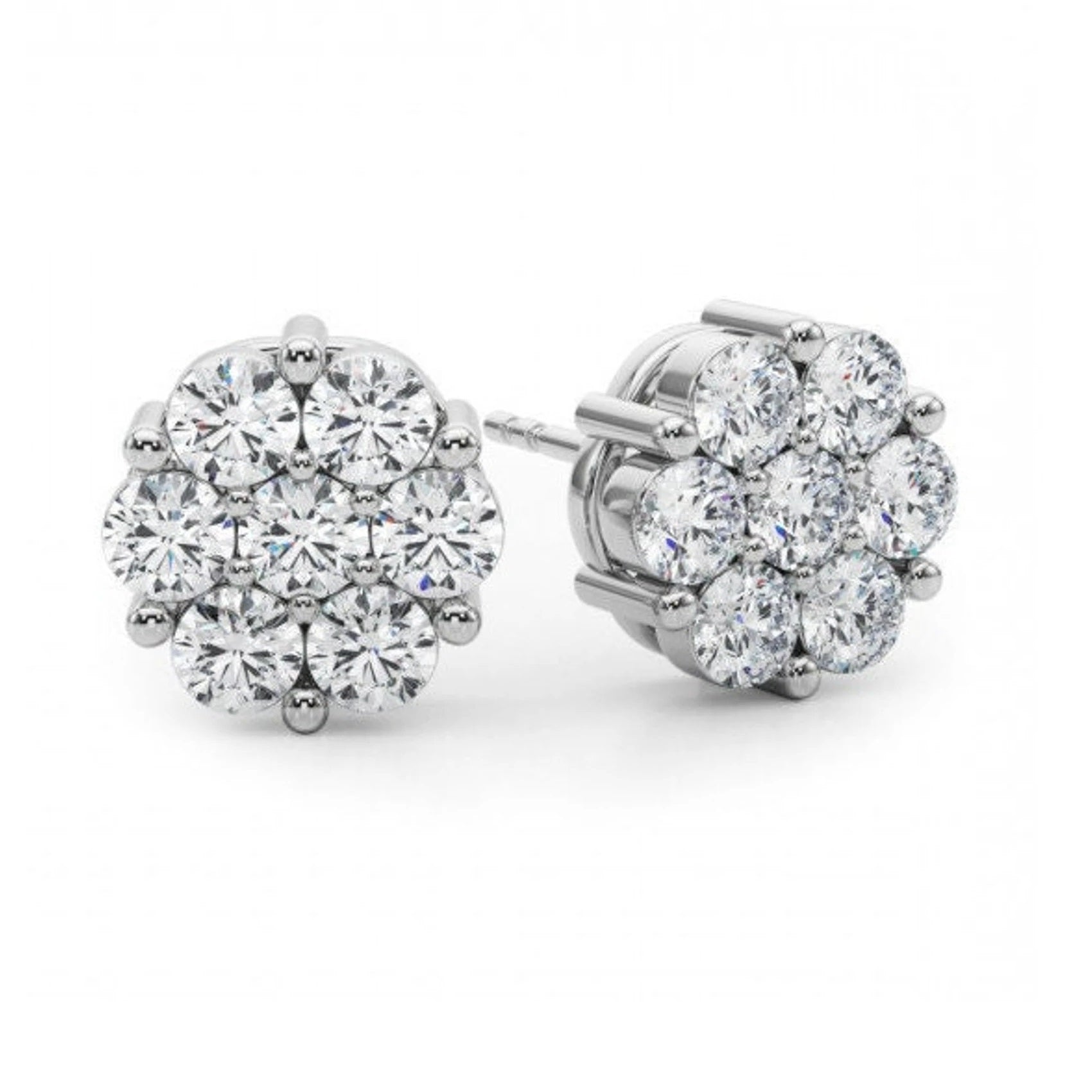 4.60Ct D/VS Lab Diamond Cluster Earrings in White Gold