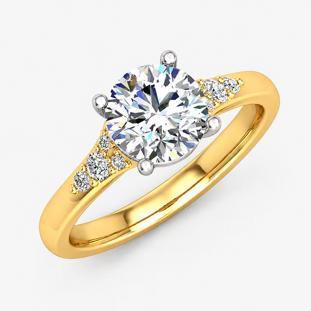 IGI Certified Lab Grown Round Diamond Side-Stone Engagement Ring in Gold & Platinum - 1-5ct