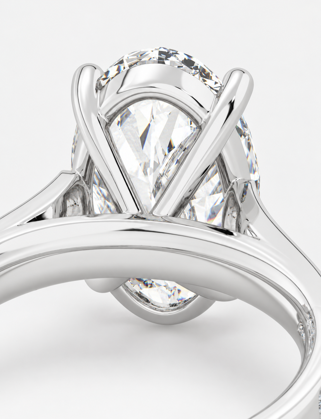 Oval Diamond Engagement Ring Platinum Labgrown 2.30 Ct Solitaire