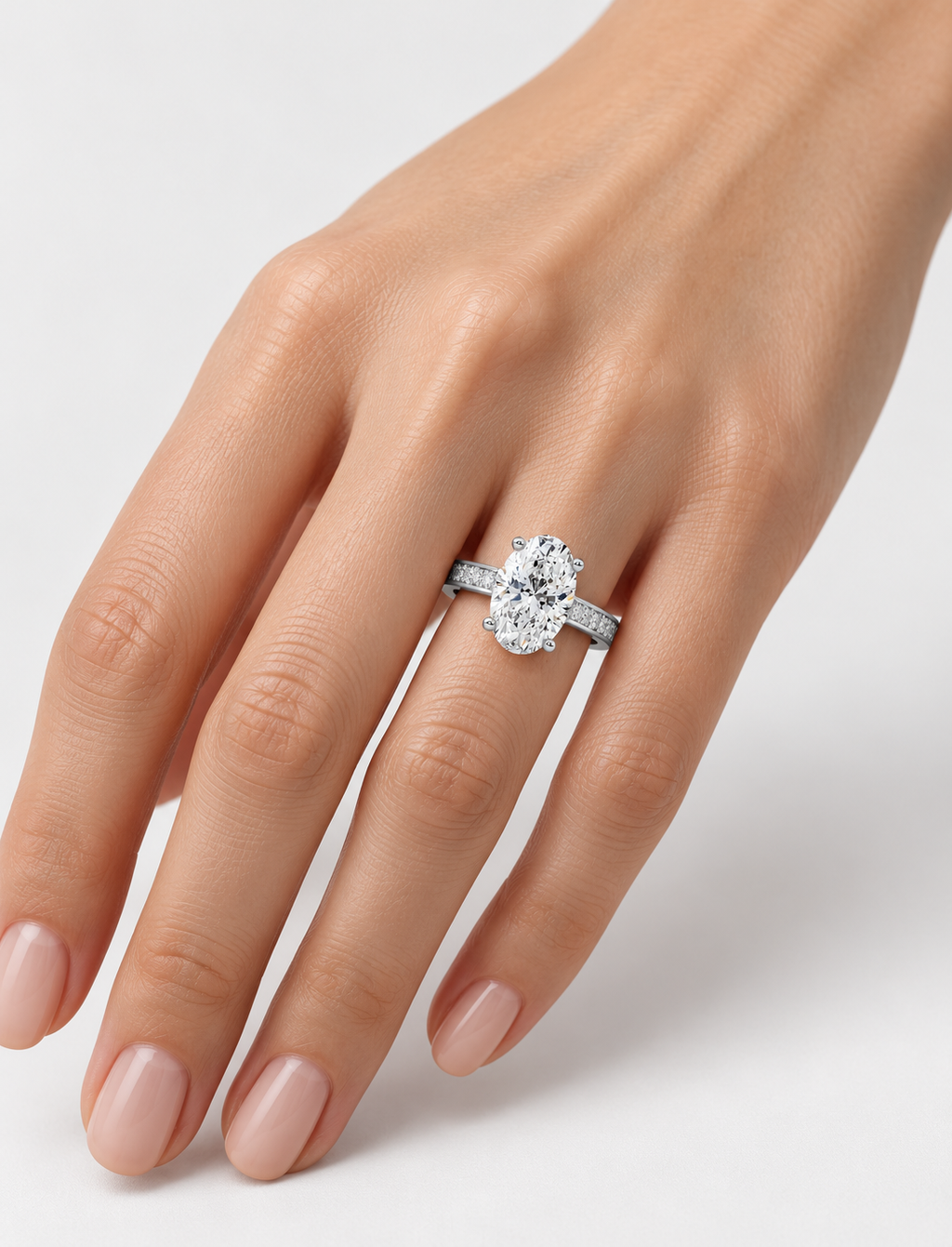 Oval Diamond Engagement Ring Platinum Labgrown 2.30 Ct Solitaire
