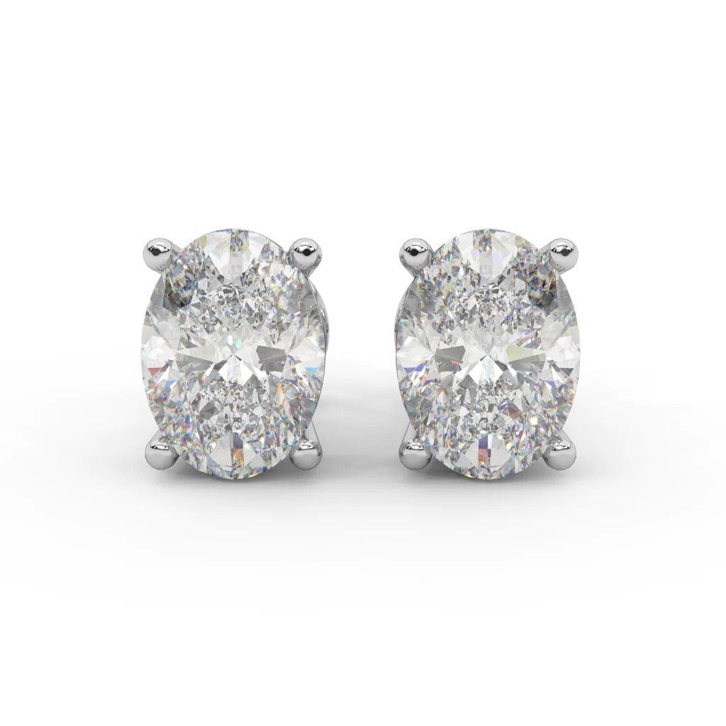 Special Gift ! 1.10Ct D/VS Oval Cut Diamond Stud Earrings In 18K White Gold
