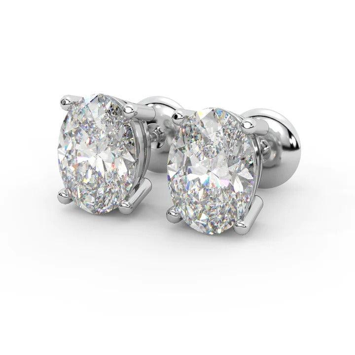 Special Gift ! 1.10Ct D/VS Oval Cut Diamond Stud Earrings In 18K White Gold