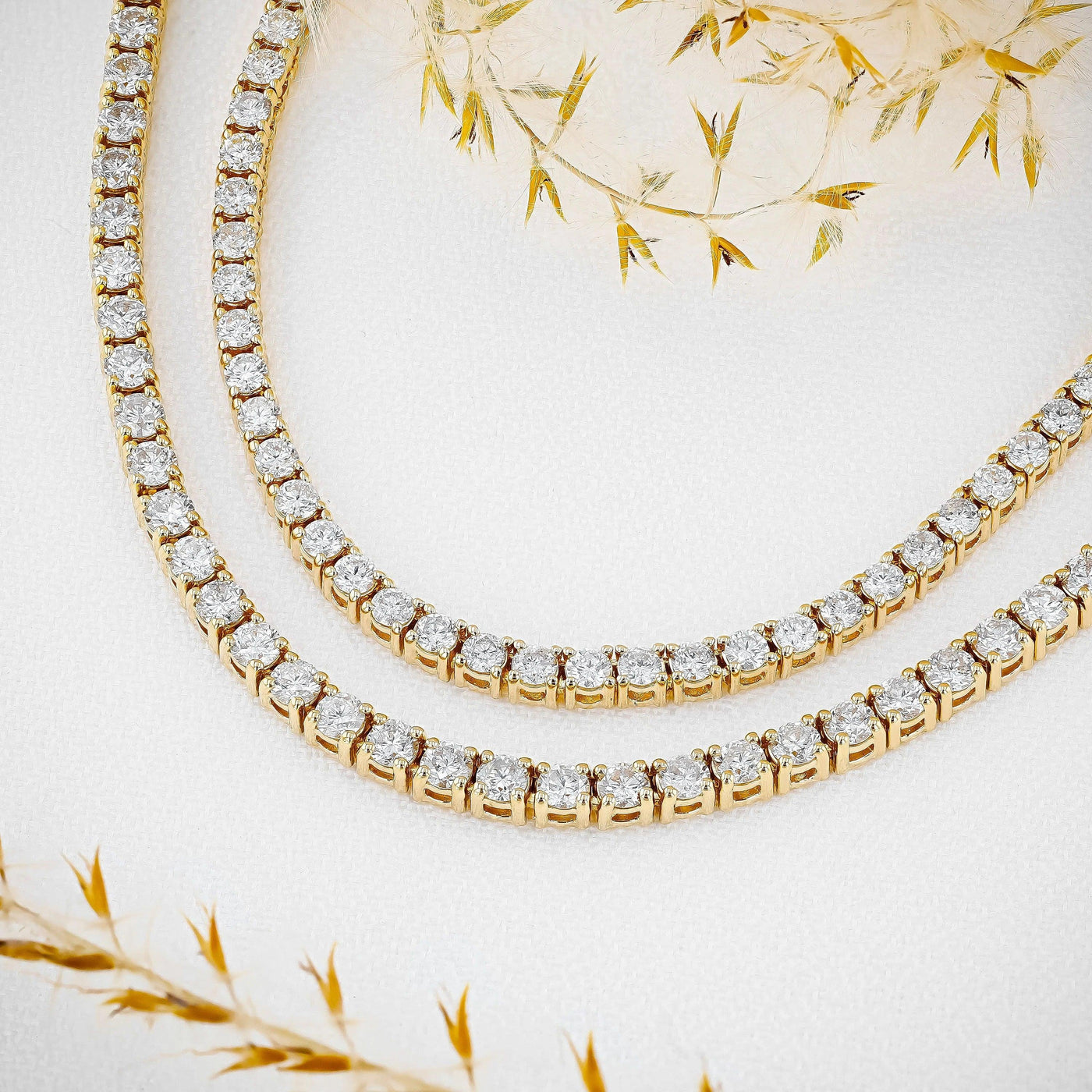 Last Piece D/VVS 16.50Ct Round Diamond Straight Line Tennis Necklace in Hallmarked 9k Gold