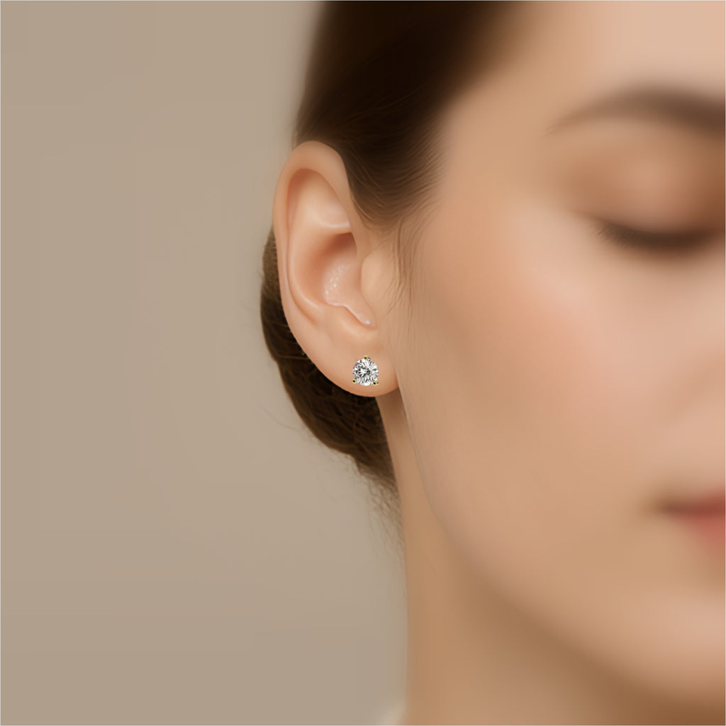 Round Lab Diamond Martini Stud Earrings - 1.00Ct - 2.00Ct