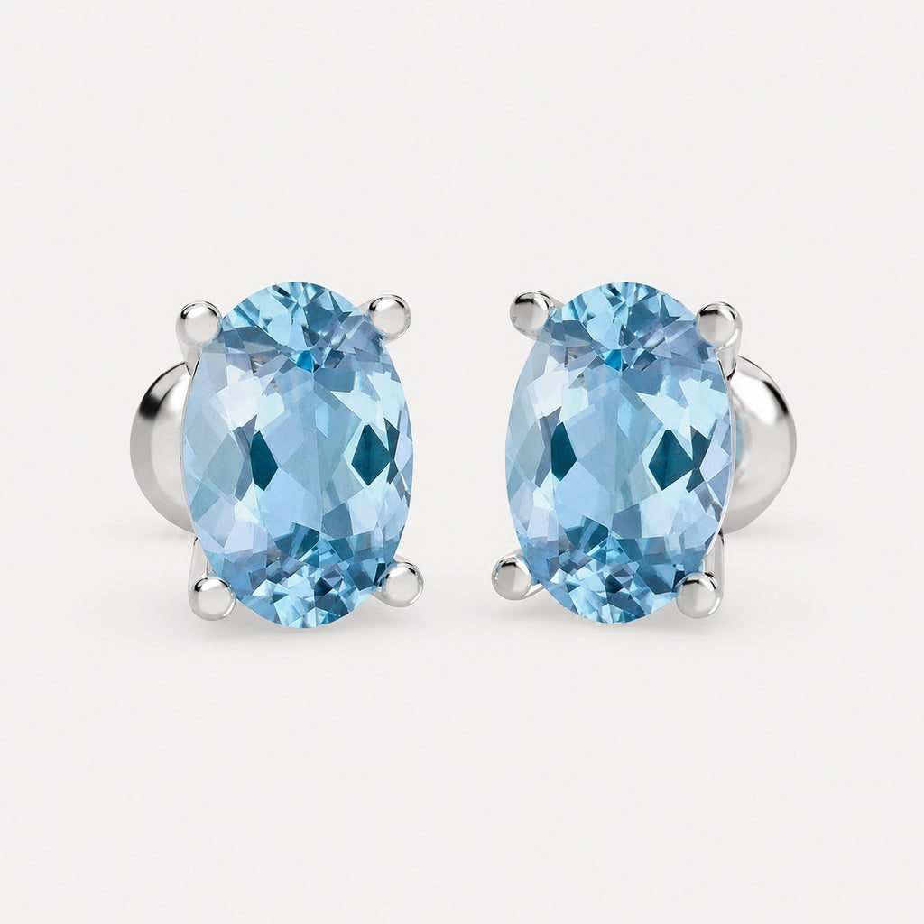 2.00 Ct Natural Aquamarine Stud Earring in White Gold