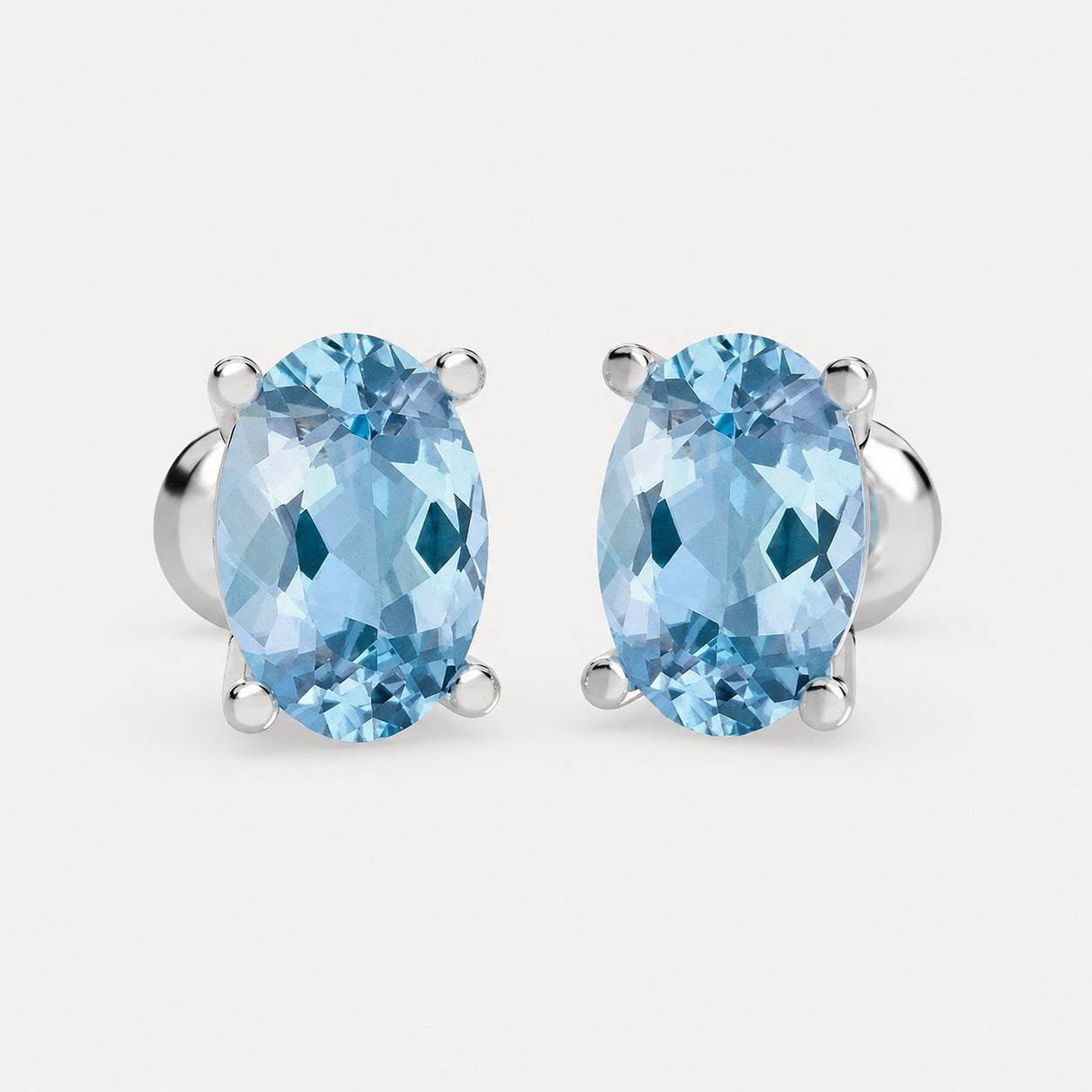 2.00 Ct Natural Aquamarine Stud Earring in White Gold