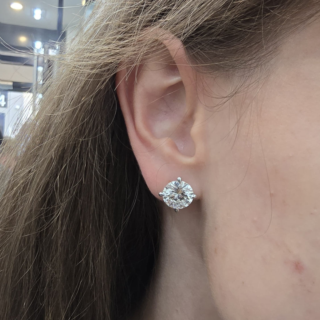IGI Certified 8.00Ct Huge Round Lab Diamond Stud Earrings in Platinum E-G/VS