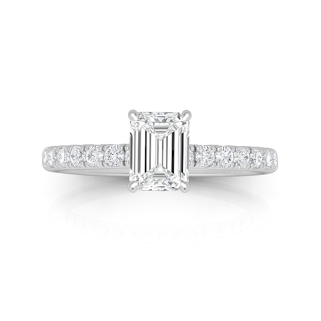 IGI Certified 2.00Ct F/VS Emerald With Side Round Diamond Engagement Ring In Platinum (950)