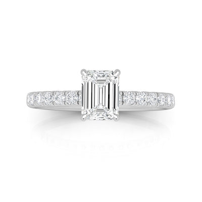 IGI Certified 2.00Ct F/VS Emerald With Side Round Diamond Engagement Ring In Platinum (950)