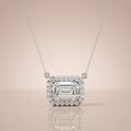 F/VVS 2.25Ct Emerald Diamond Halo Pendant Necklace for Women