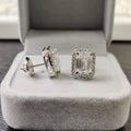 IGI Certified 4.70 Ct Emerald Cut Lab Diamond Halo Stud Earrings In 18k White Gold