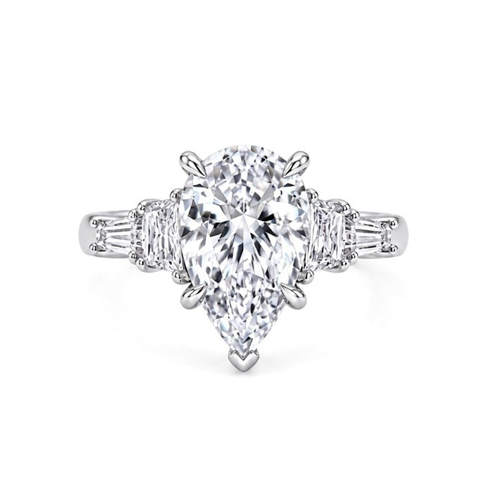IGI Certified D/VS 3.00 Carat Pear Cut Lab Diamond Engagement Ring 950 Platinum