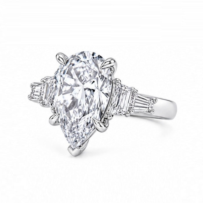 IGI Certified D/VS 3.00 Carat Pear Cut Lab Diamond Engagement Ring 950 Platinum