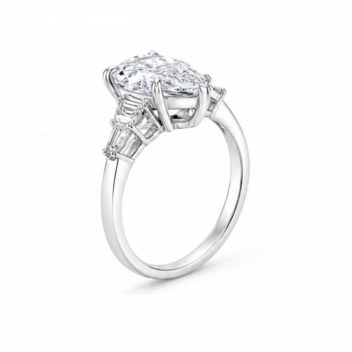 IGI Certified D/VS 3.00 Carat Pear Cut Lab Diamond Engagement Ring 950 Platinum