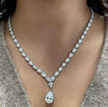 34.00 CT F/VS PEAR DIAMOND TENNIS NECKLACE IN 18K WHITE GOLD