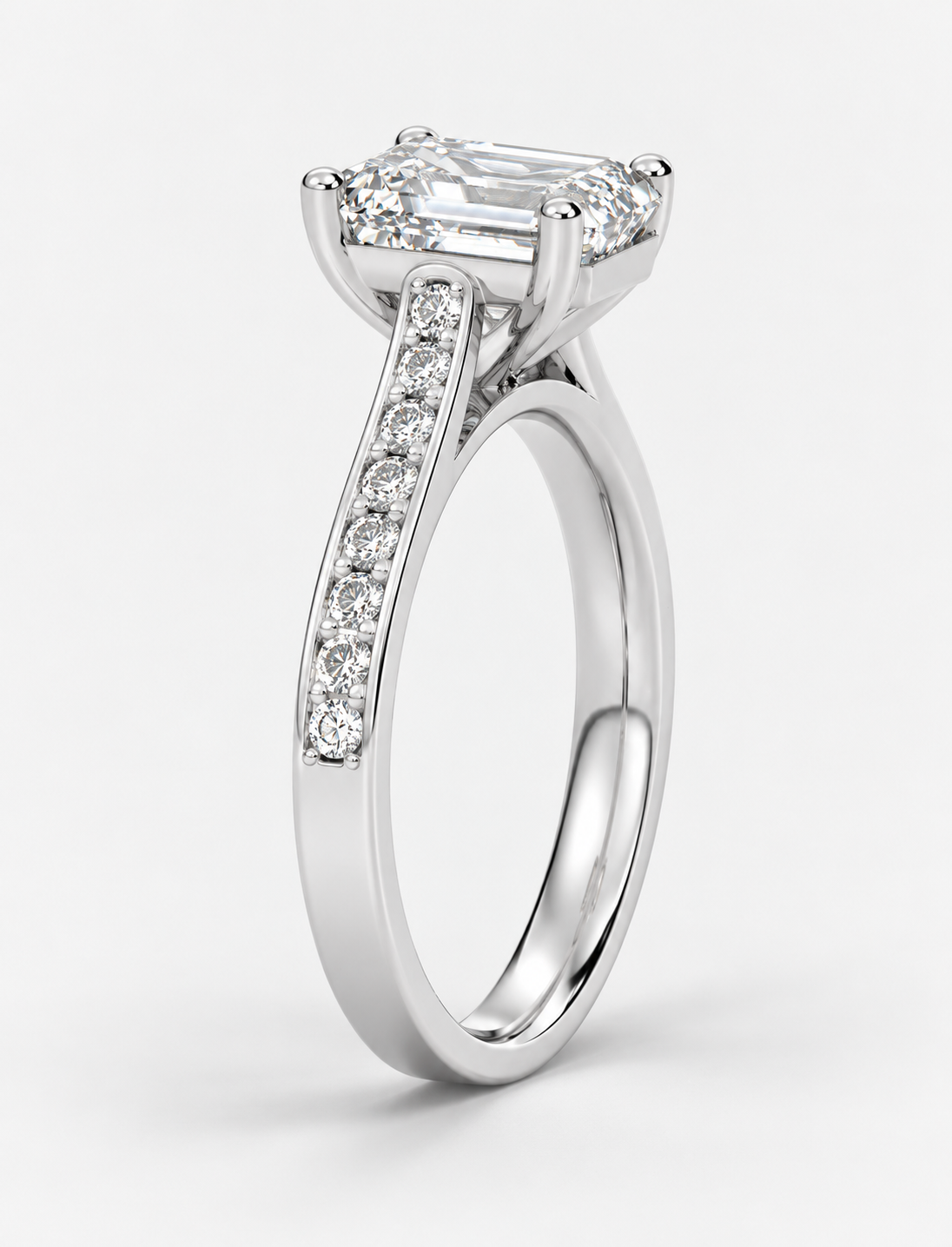 Emerald Diamond Engagement Ring Platinum Labgrown 3.30 Ct Solitaire
