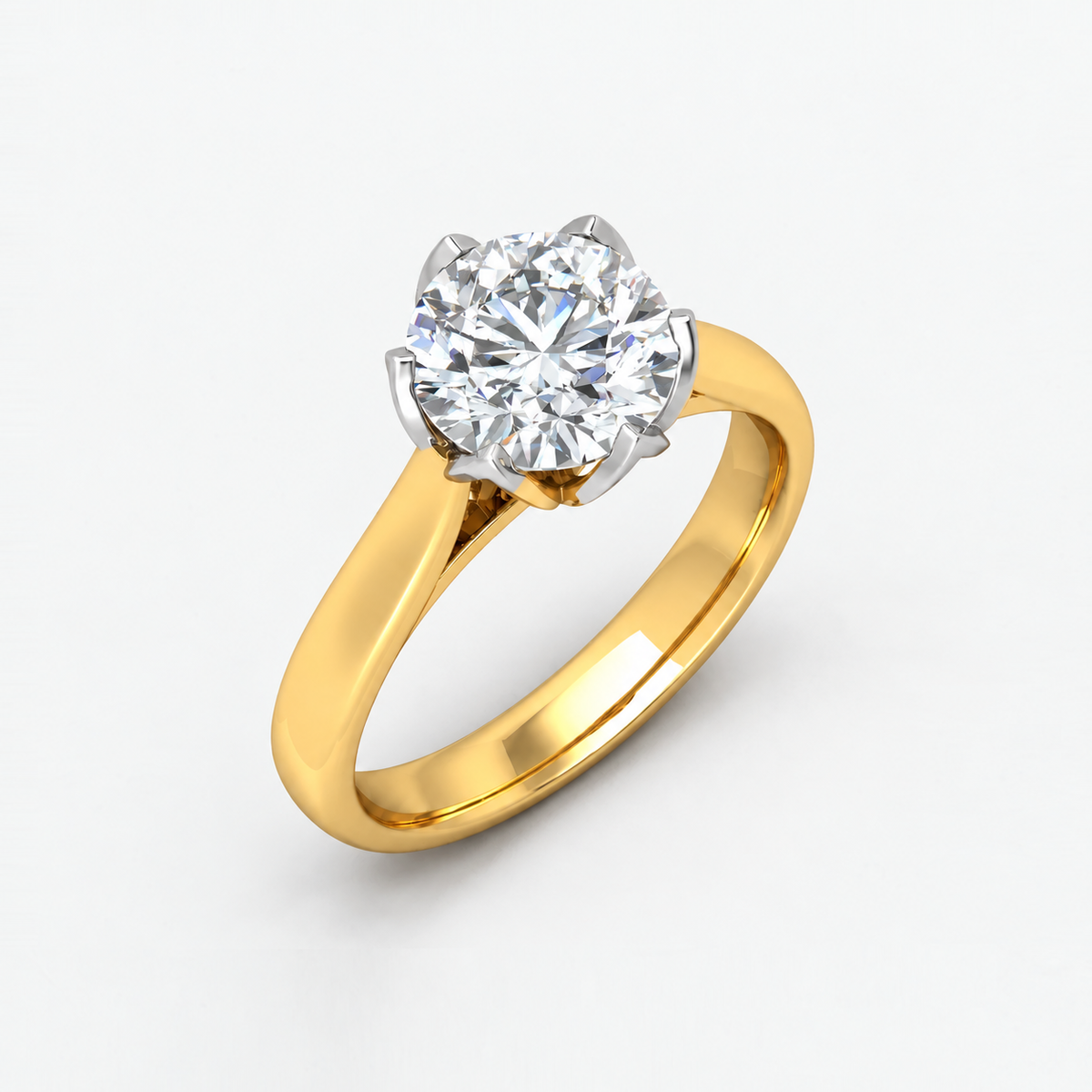 IGI Certified Round Lab Diamond Solitaire Engagement Ring in Gold & Platinum