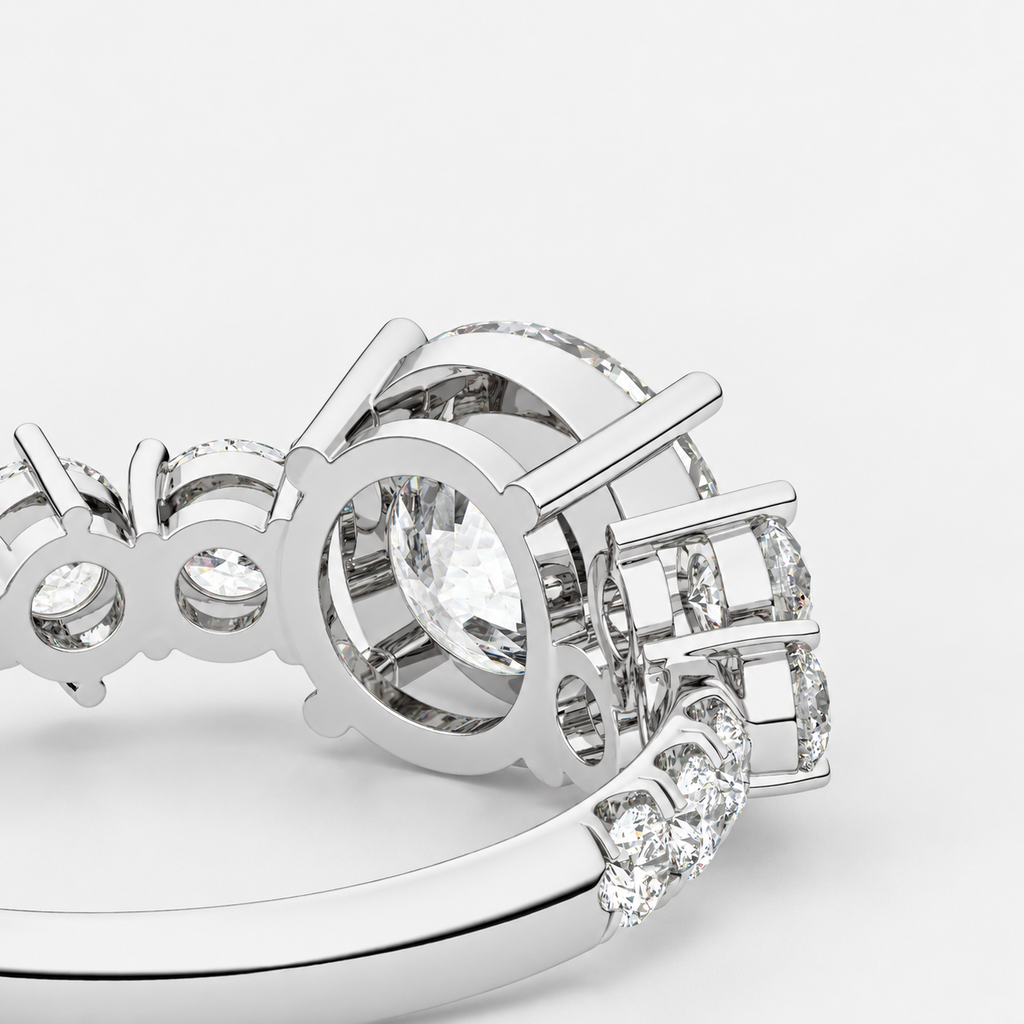 Round Diamond Engagement Ring Platinum Labgrown 3.00 Ct Solitaire with side Diamond