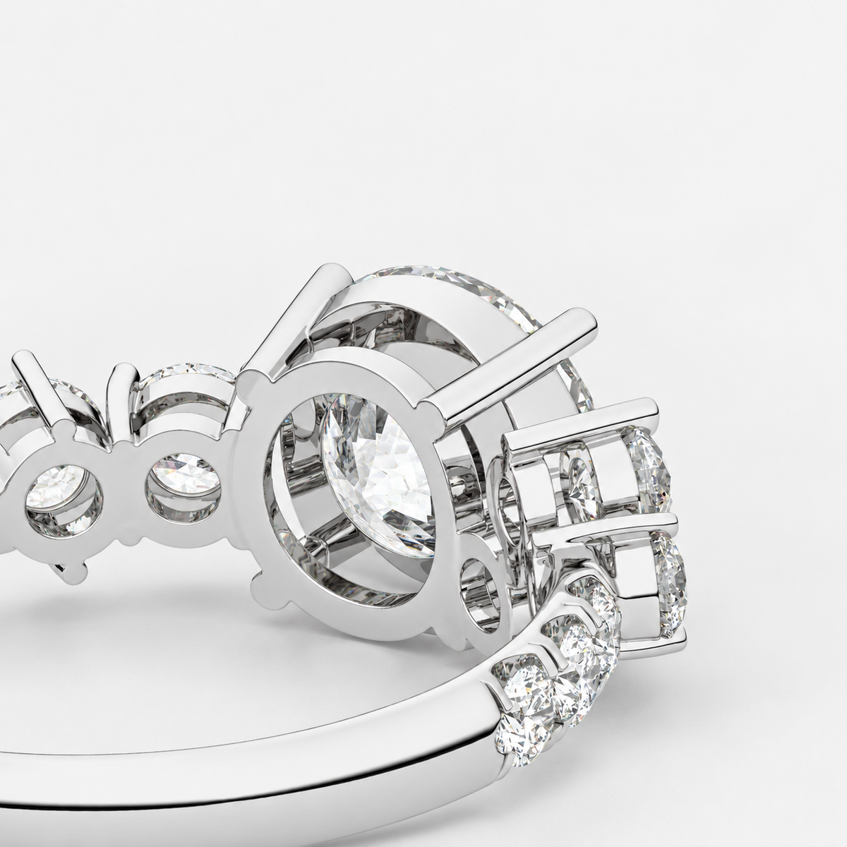Round Diamond Engagement Ring Platinum Labgrown 3.00 Ct Solitaire with side Diamond