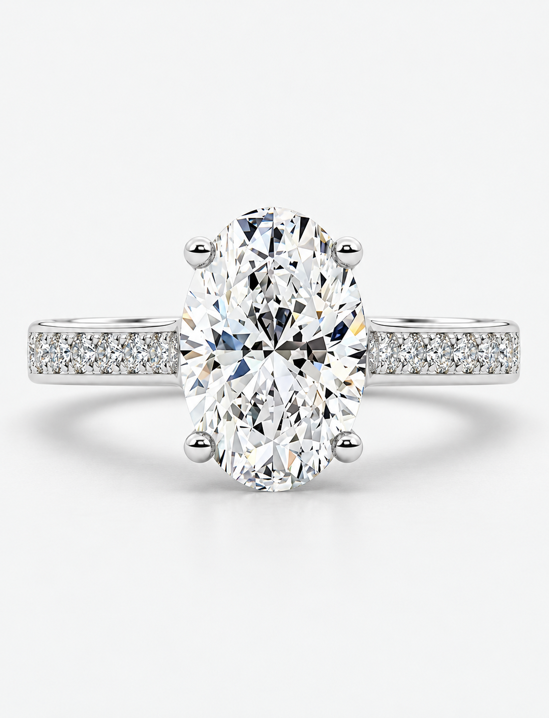 Oval Diamond Engagement Ring Platinum Labgrown 2.30 Ct Solitaire