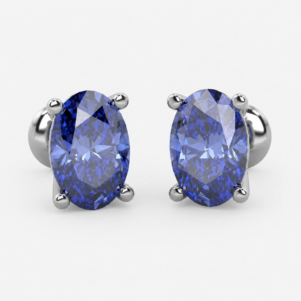 2.00ct AAA Quality Diamond Cut Tanzanite Stud Earring White Gold