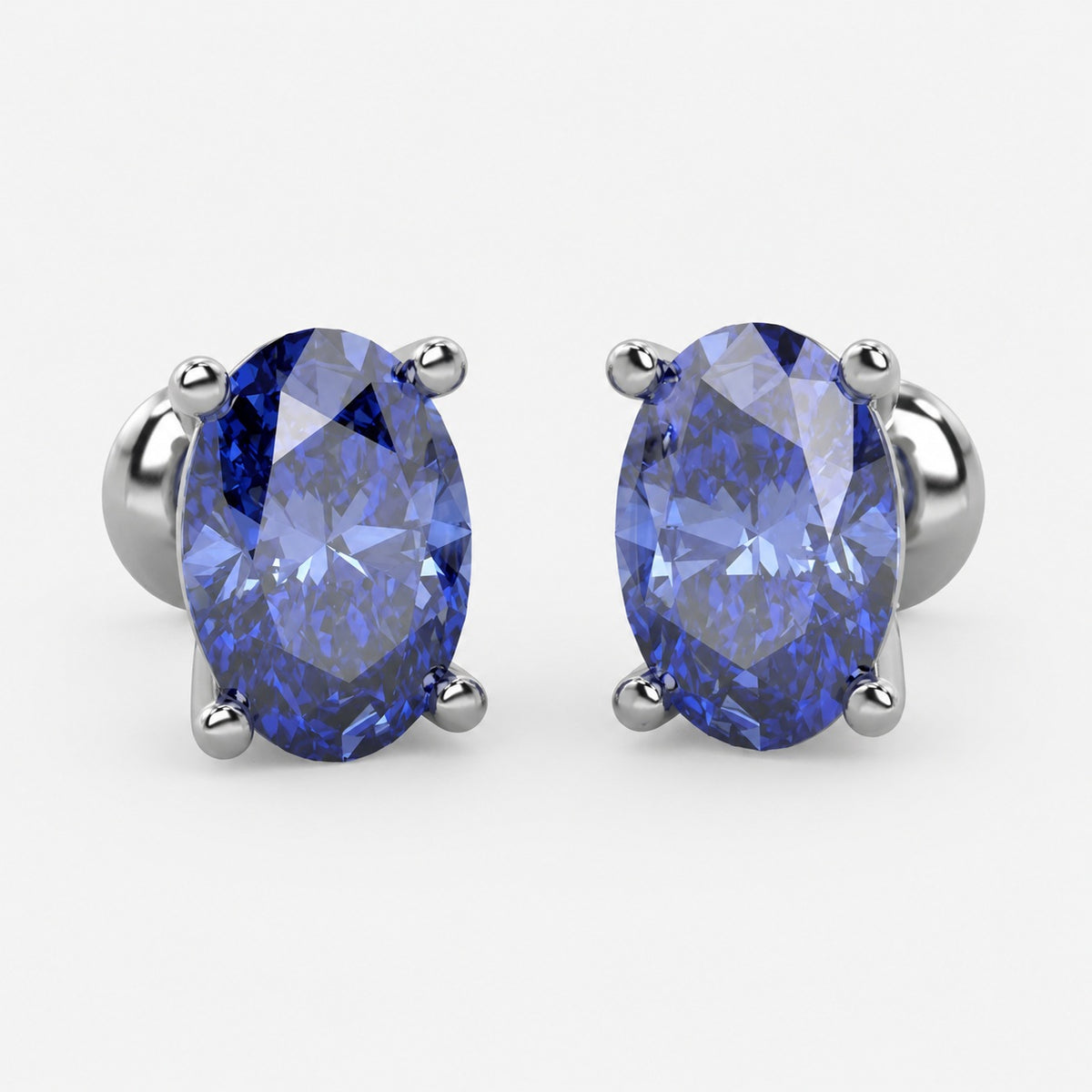 2.00ct AAA Quality Diamond Cut Tanzanite Stud Earring White Gold