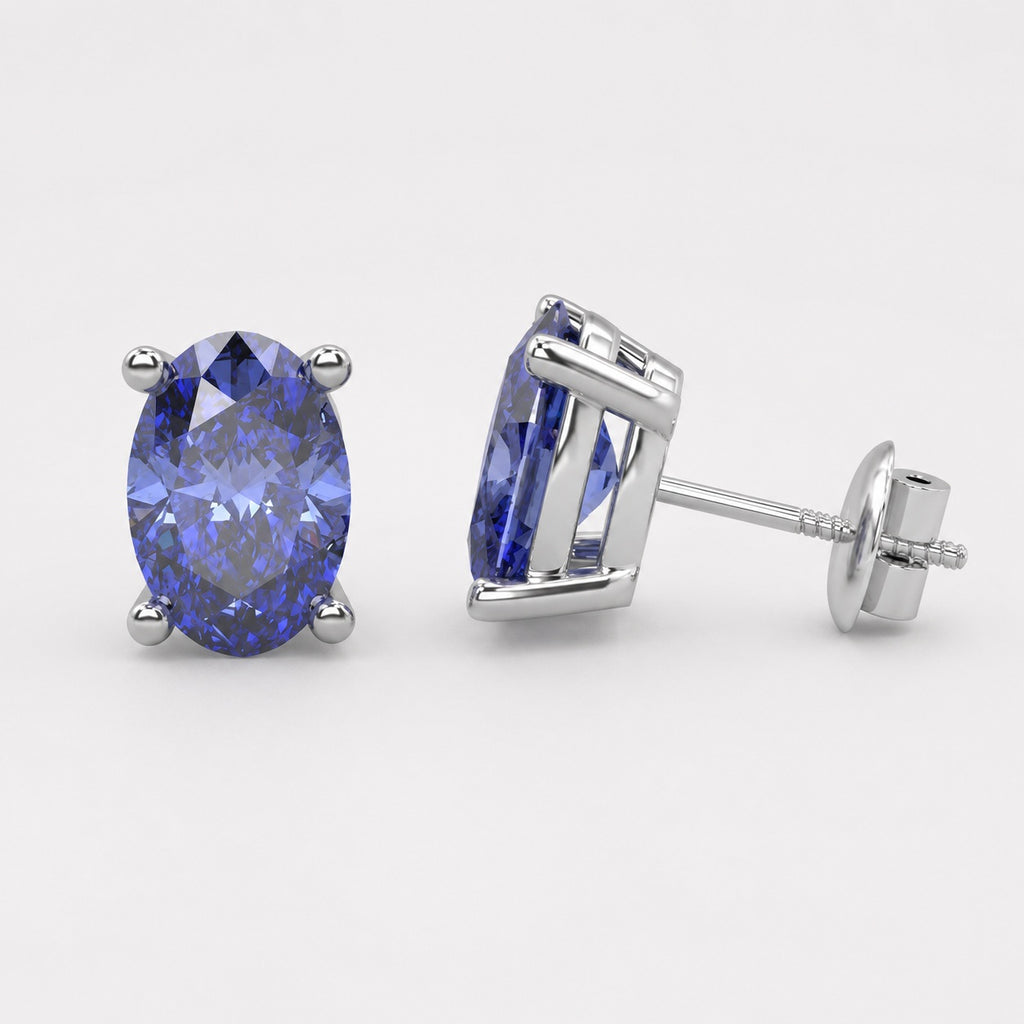 2.00ct AAA Quality Diamond Cut Tanzanite Stud Earring White Gold