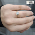 GIA Certified 1.25ct G/VS Natural Round with Side Diamond Engagement Ring In 18k Gold