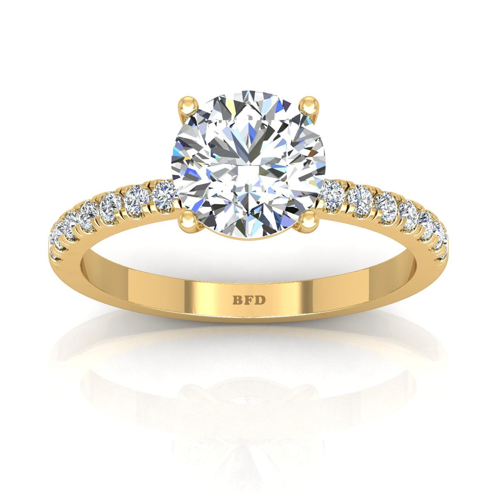 GIA Certified 1.25ct G/VS Natural Round with Side Diamond Engagement Ring In 18k Gold