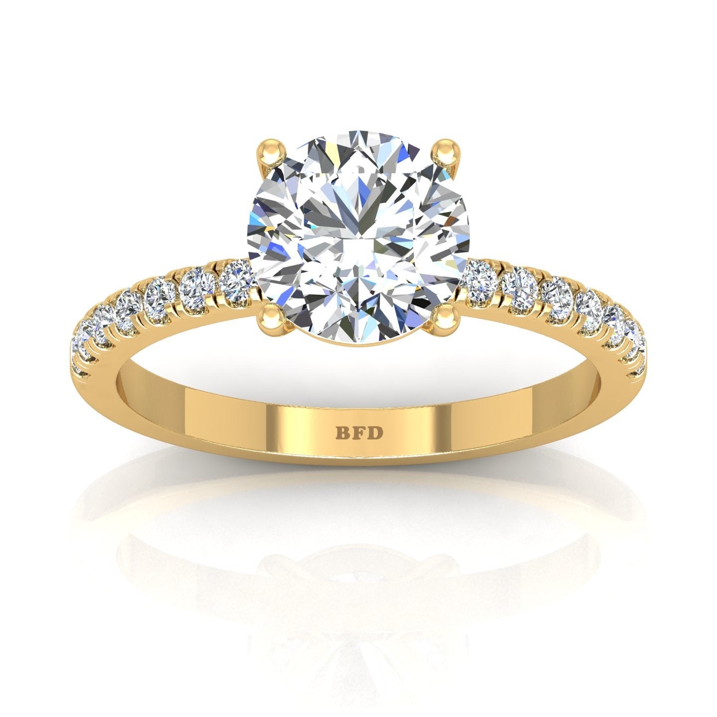 GIA Certified 1.25ct G/VS Natural Round with Side Diamond Engagement Ring In 18k Gold