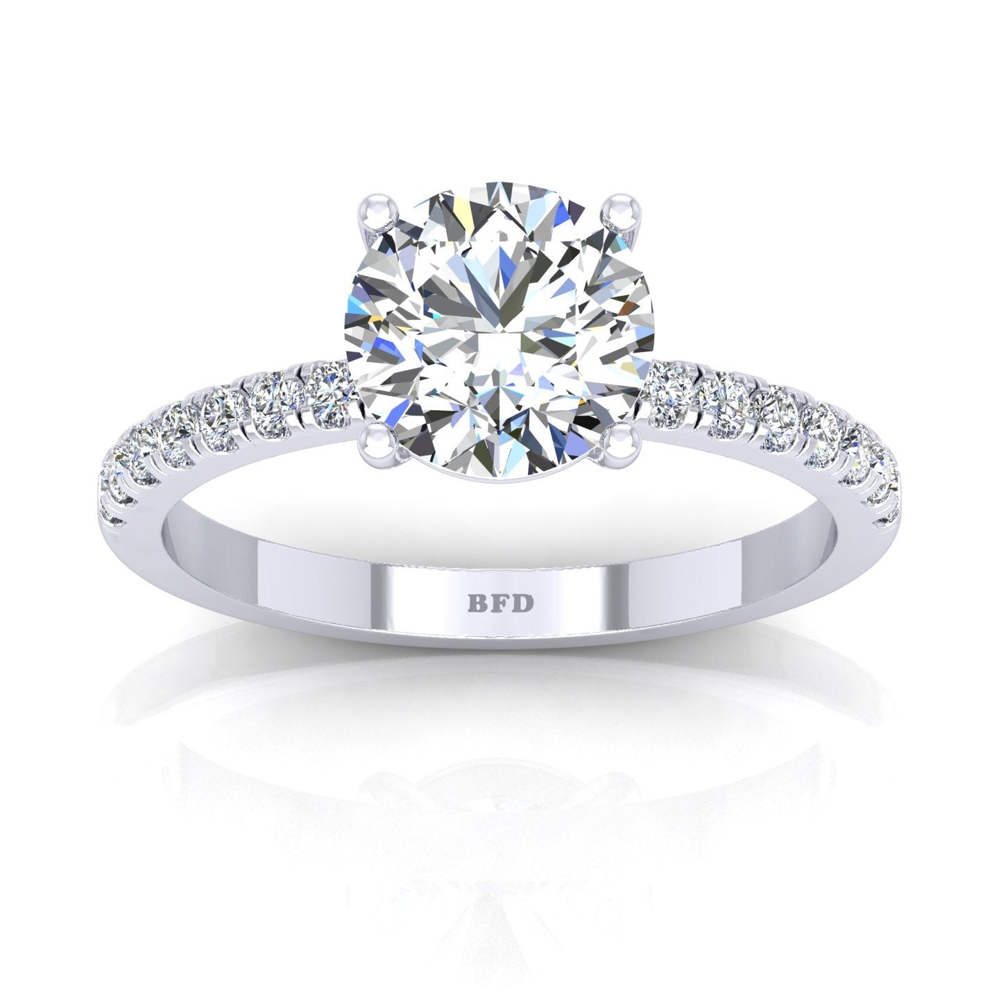 GIA Certified 1.25ct G/VS Natural Round with Side Diamond Engagement Ring In 18k Gold