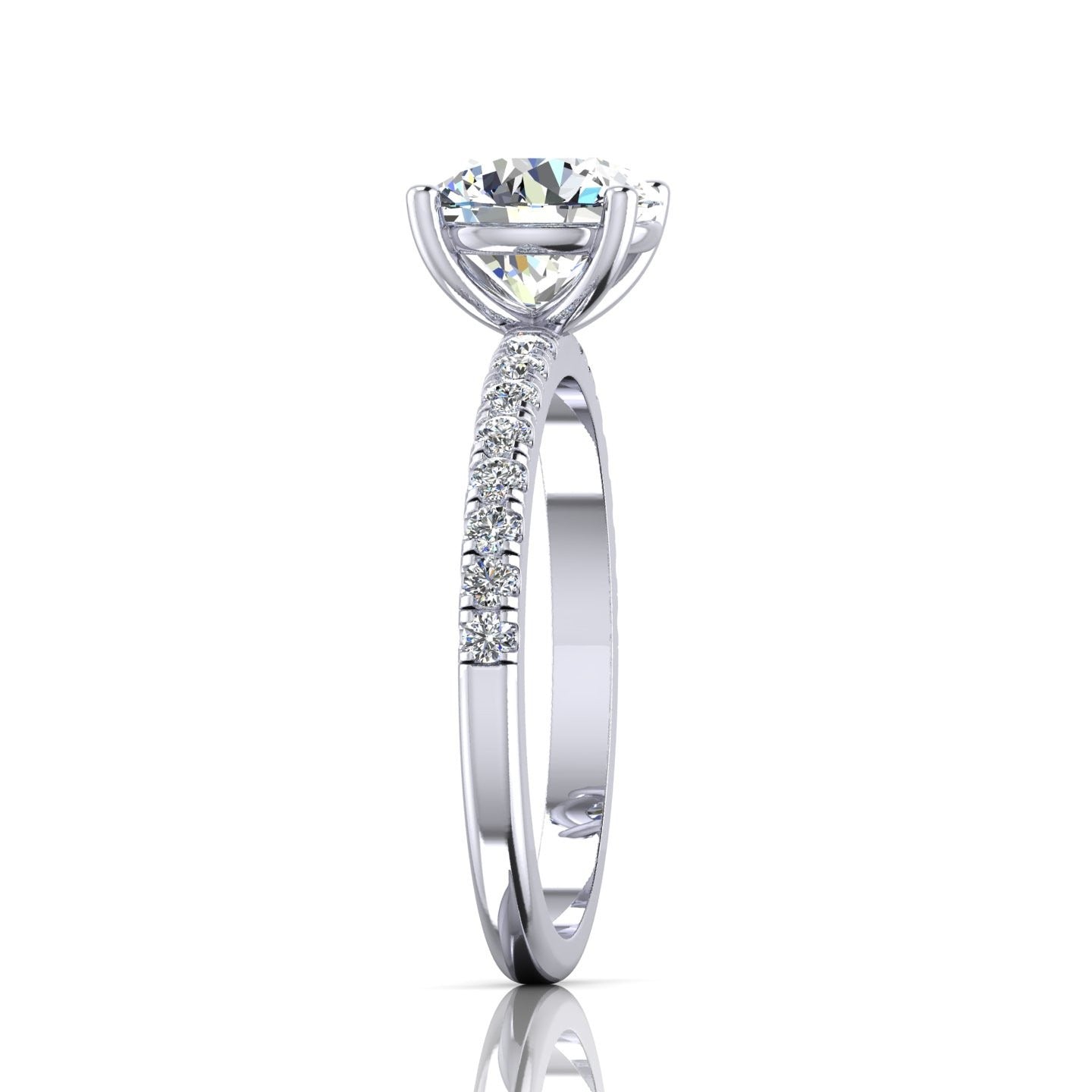 GIA Certified 1.25ct G/VS Natural Round with Side Diamond Engagement Ring In 18k Gold