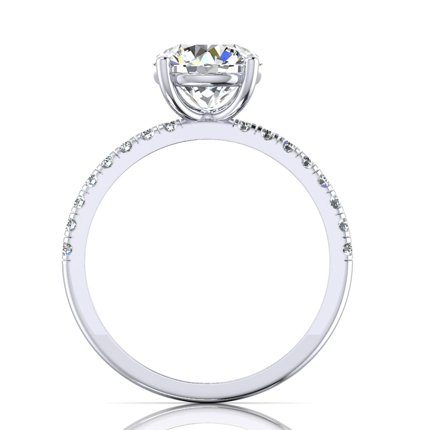 GIA Certified 1.25ct G/VS Natural Round with Side Diamond Engagement Ring In 18k Gold