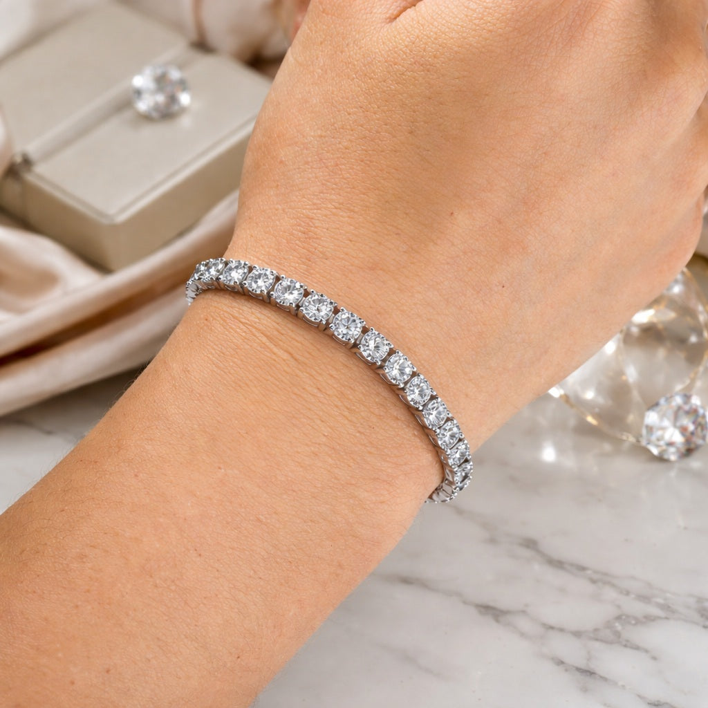 GIA Certified 11.89CT Natural Round Diamond Luxury Tennis Bracelet In Platinum D-F-VVS