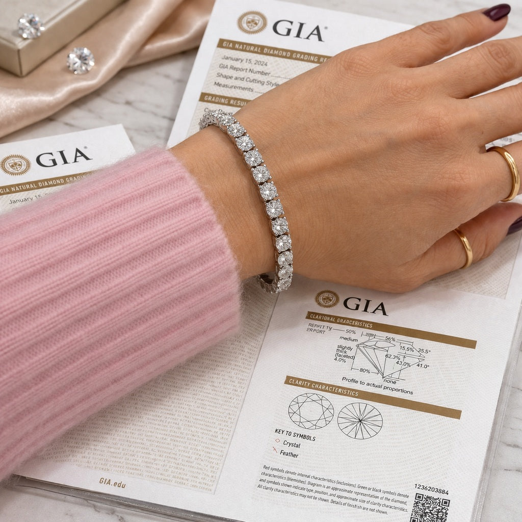 GIA Certified 11.89CT Natural Round Diamond Luxury Tennis Bracelet In Platinum D-F-VVS