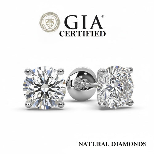 1 carat natural round diamond stud earrings platinum GIA certified VS quality
