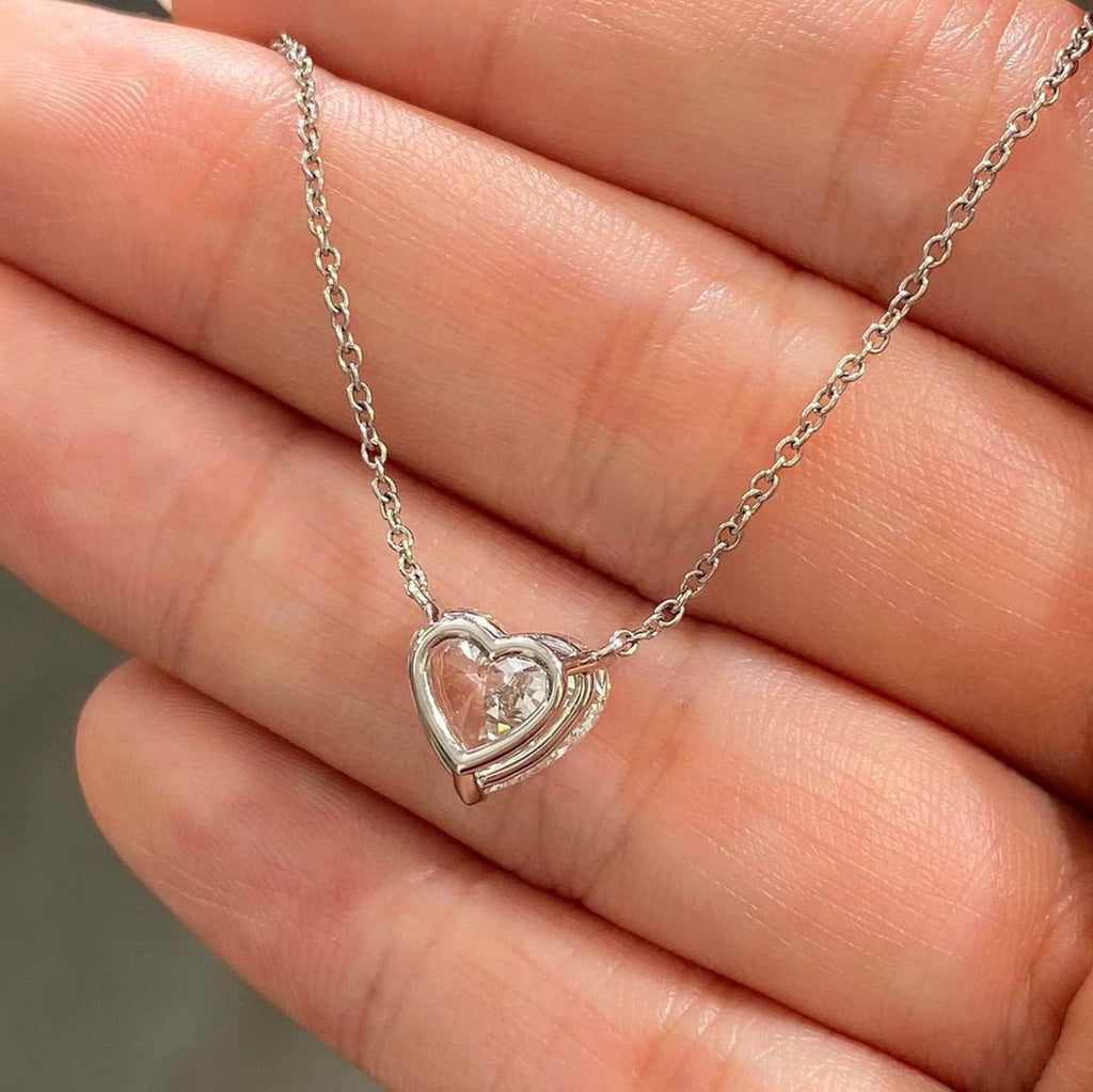 Certified 2.00Ct Heart Diamond Amada Solitaire Pendant Necklace for Women