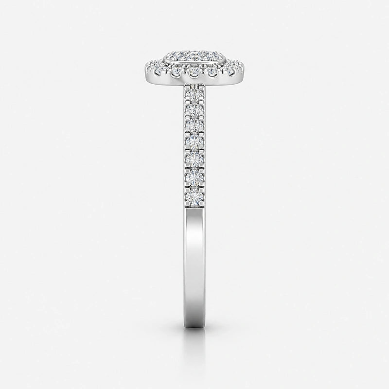 IGI Certified Lab Grown Round Diamond Halo Pavé Engagement Ring in Gold & Platinum
