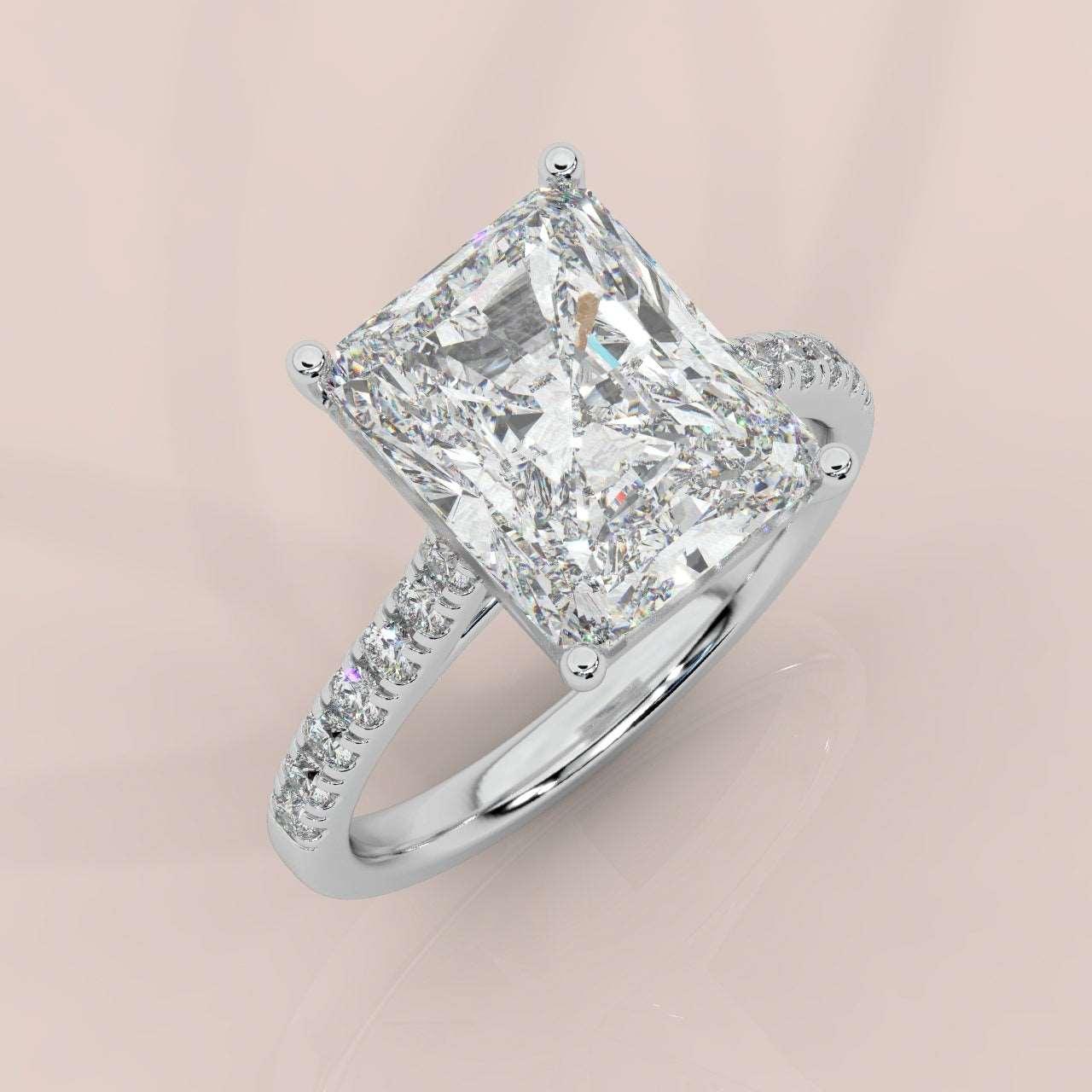 4.00Ct - 7.00Ct IGI Certified Radiant Diamond Engagement Ring Platinum