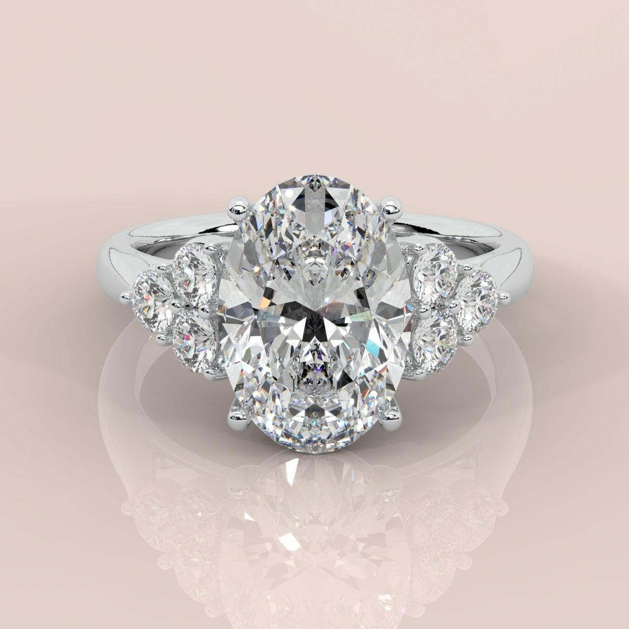 Special Offer ! IGI Certified G/VVS 5.50ct Oval and Round Diamond Engagement Ring in Platinum