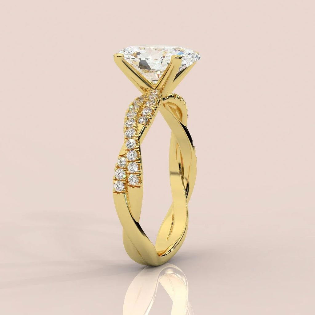 IGI Certified 2.50Ct Oval Diamond Lab Grown Petite Twisted Vine Nature Inspired Diamond Engagement Ring