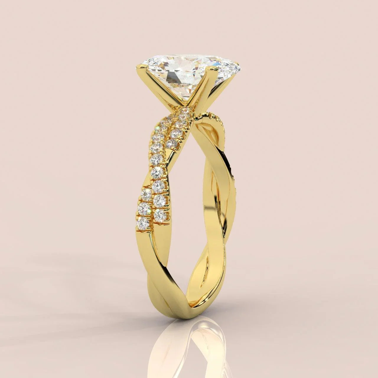 IGI Certified 2.50Ct Oval Diamond Lab Grown Petite Twisted Vine Nature Inspired Diamond Engagement Ring