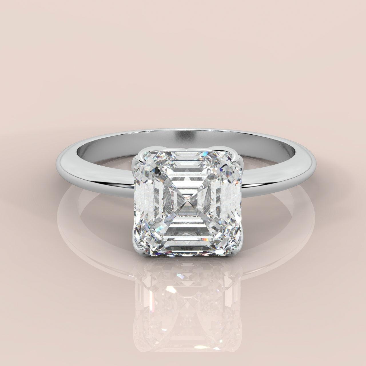 Exceptional Value Asscher Diamond Solitaire Engagement Ring Platinum 1.50Ct - 3.00Ct