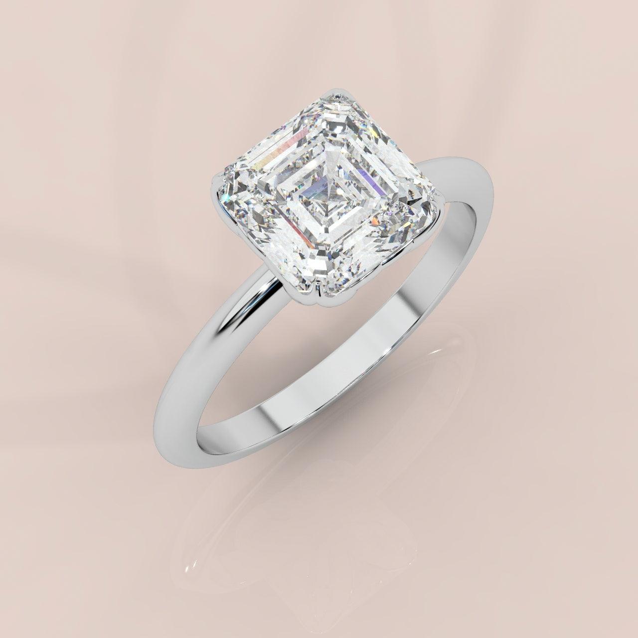 Exceptional Value Asscher Diamond Solitaire Engagement Ring Platinum 1.50Ct - 3.00Ct