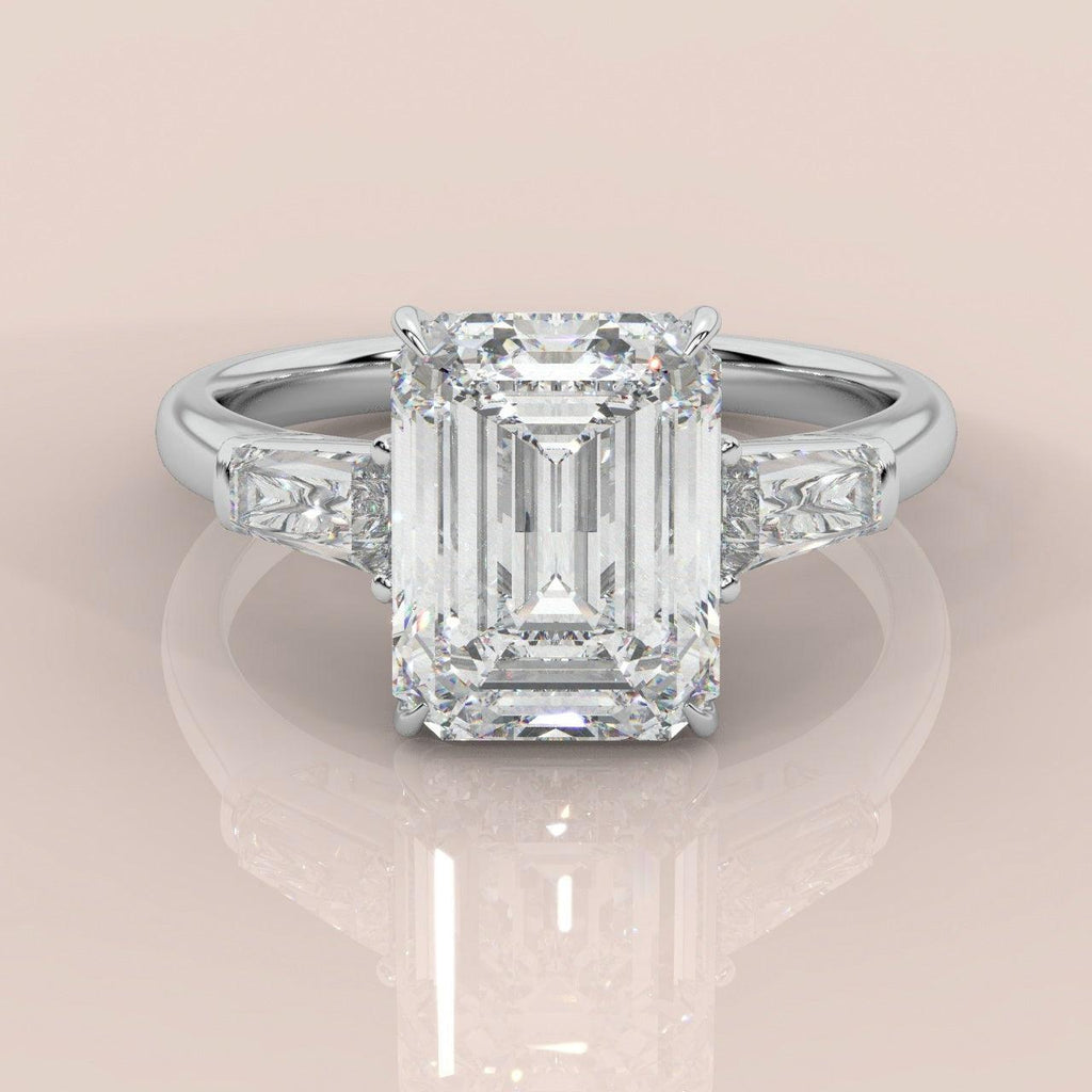 IGI Certified Emerald & Side Diamond Trilogy Ring Platinum 2.50Ct - 3.50Ct