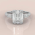 IGI Certified Emerald & Side Diamond Trilogy Ring Platinum 2.50Ct - 3.50Ct