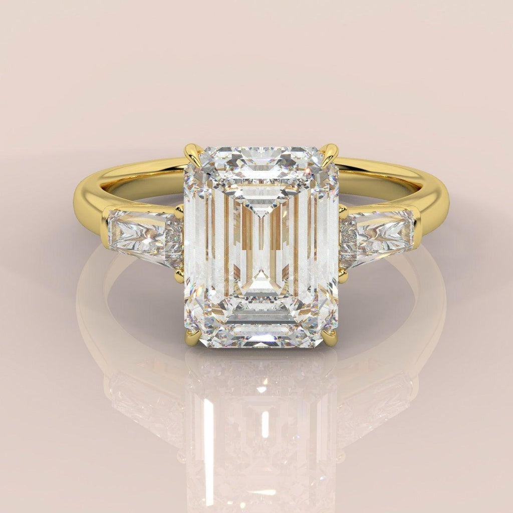 IGI Certified Emerald & Side Diamond Trilogy Ring Platinum 2.50Ct - 3.50Ct