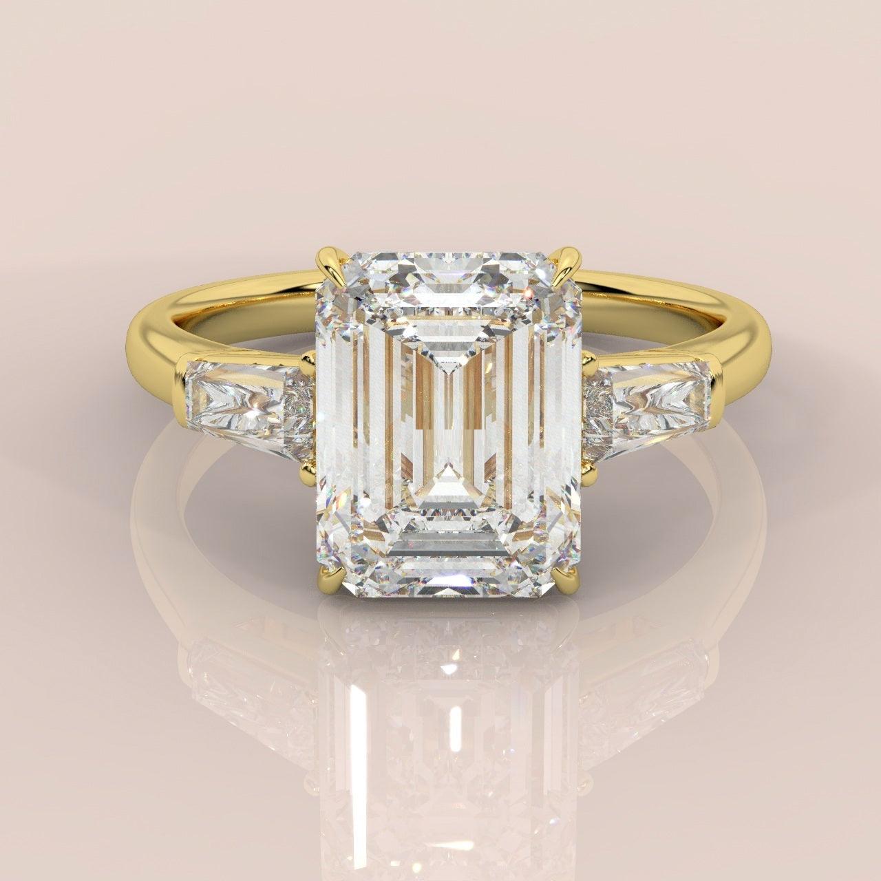 IGI Certified Emerald & Side Diamond Trilogy Ring Platinum 2.50Ct - 3.50Ct