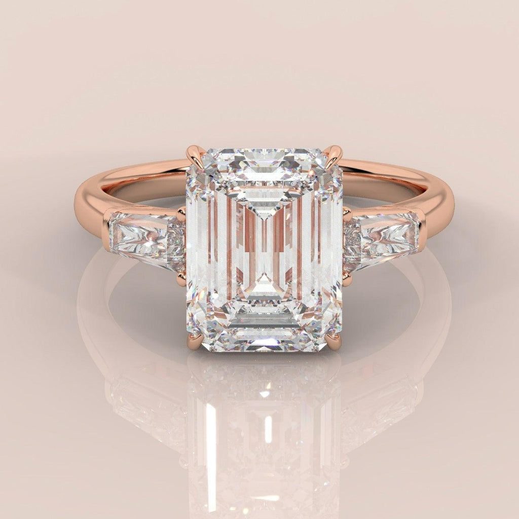 IGI Certified Emerald & Side Diamond Trilogy Ring Platinum 2.50Ct - 3.50Ct