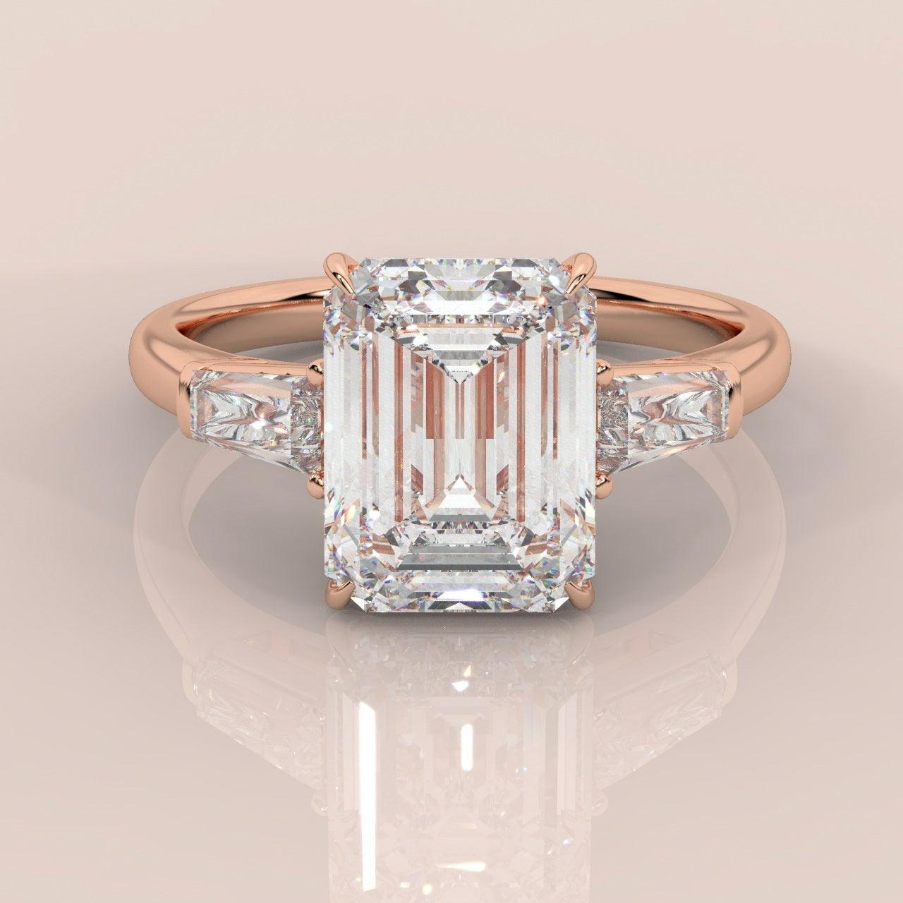 IGI Certified Emerald & Side Diamond Trilogy Ring Platinum 2.50Ct - 3.50Ct
